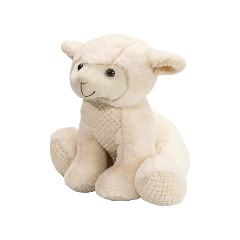 Brinquedo de pelúcia de cordeiro branco sentado cheio - animais de fazenda
