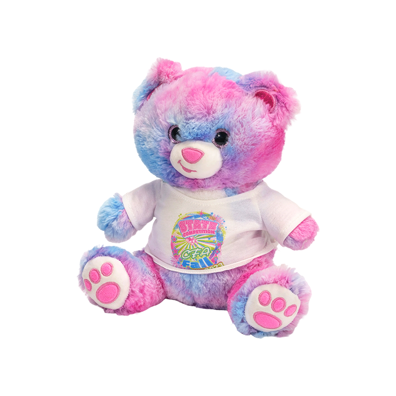 Brinquedo de pelúcia clássico de urso de pelúcia macio da cor do arco-íris