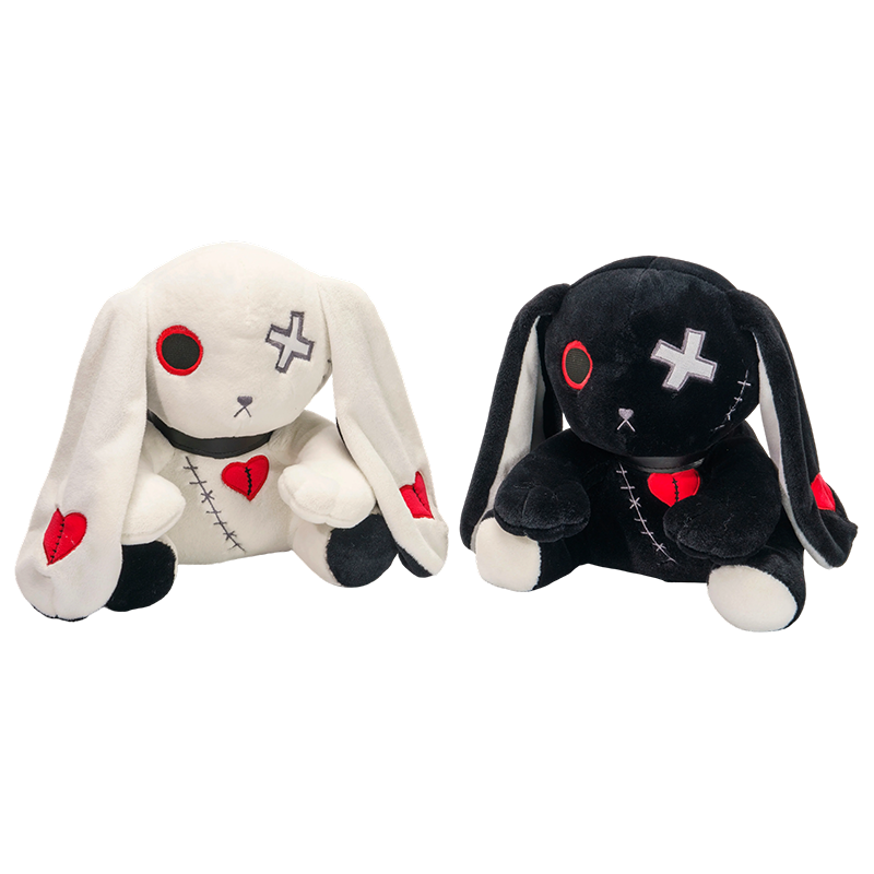 Fantasia animal preto coelho branco brinquedos de pelúcia