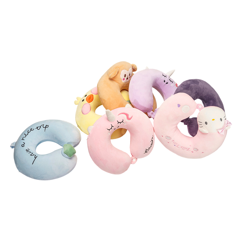 Lindo conjunto de travesseiros de pelúcia em formato de U com top de animal