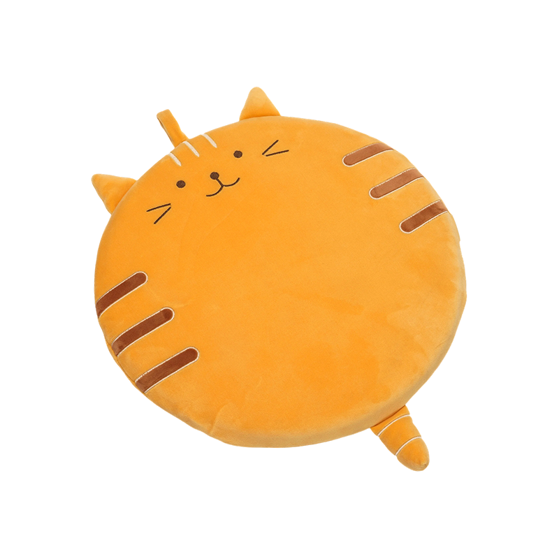 Almofadas de pelúcia redondas de gato laranja sorridente Almofadas de pelúcia redondas de gato laranja sorridente