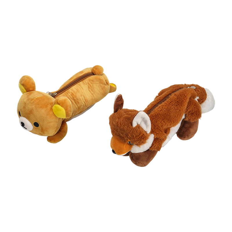 Estojos de pelúcia felpudos de urso e raposa
