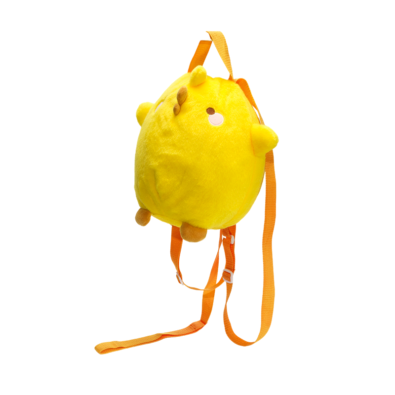 Mochila redonda de pelúcia animal amarela
