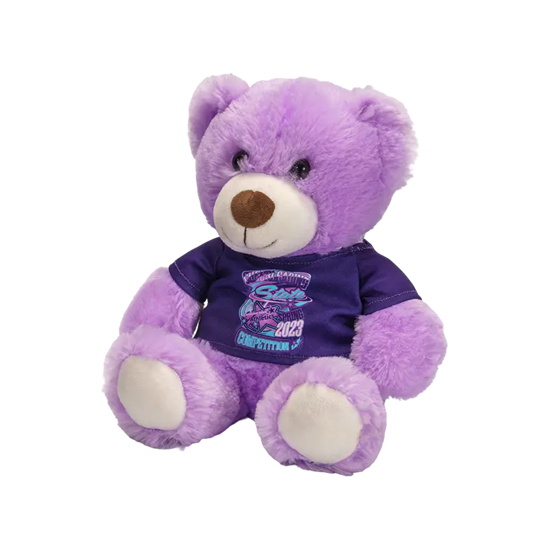 Adoráveis brinquedos de pelúcia de urso roxo vestido de pelúcia Adoráveis brinquedos de pelúcia de urso roxo vestido de pelúcia