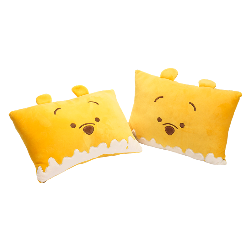Almofadas quadradas de pelúcia com cara de urso amarelo Almofadas quadradas de pelúcia com cara de urso amarelo