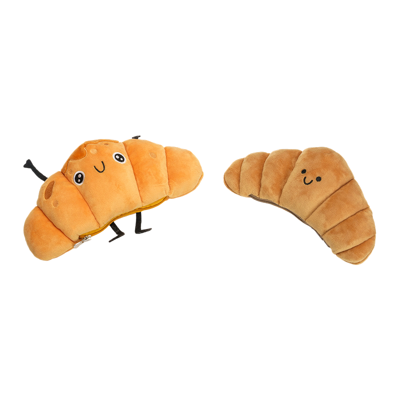 Estojos de pelúcia com cara de croissant