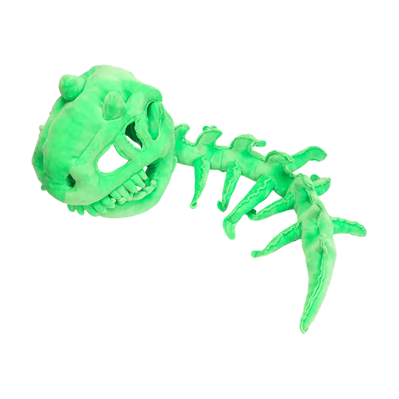 Chapéu de pelúcia esqueleto de dinossauro verde tamanho infantil Chapéu de pelúcia esqueleto de dinossauro verde tamanho infantil