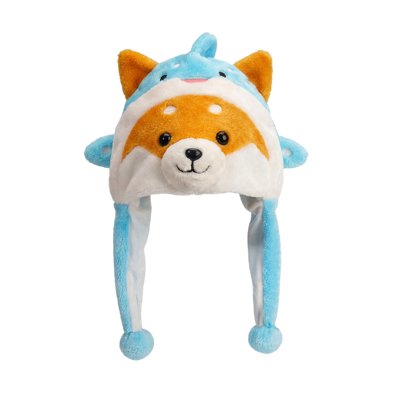 Chapéu de pelúcia shiba inu azul