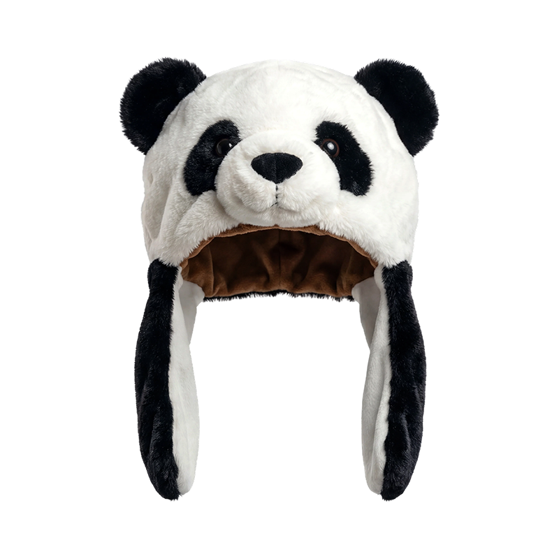 Chapéu clássico de pelúcia panda preto e branco