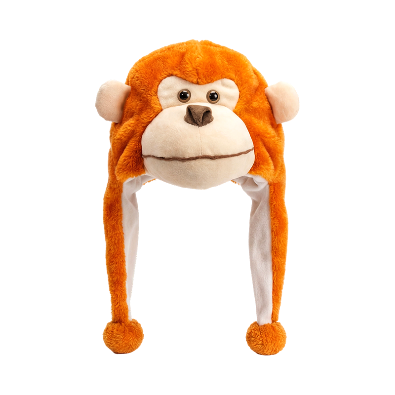 Chapéu de pelúcia macaco laranja