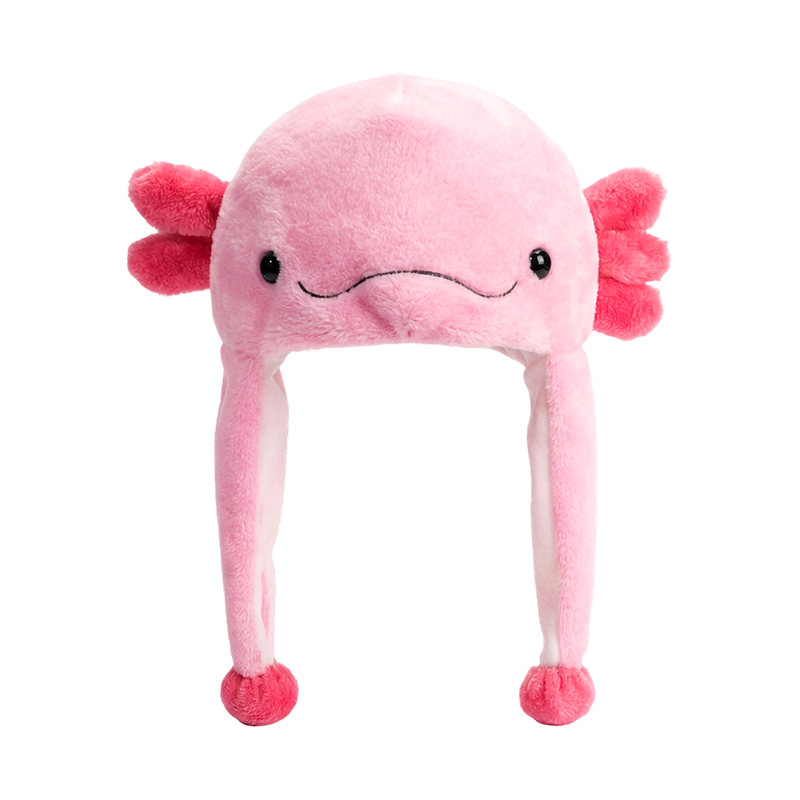 Chapéu de pelúcia axolote rosa