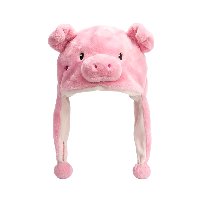 Chapéu de pelúcia porco rosa