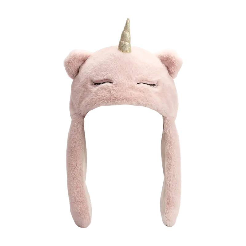 Chapéu de pelúcia unicórnio rosa