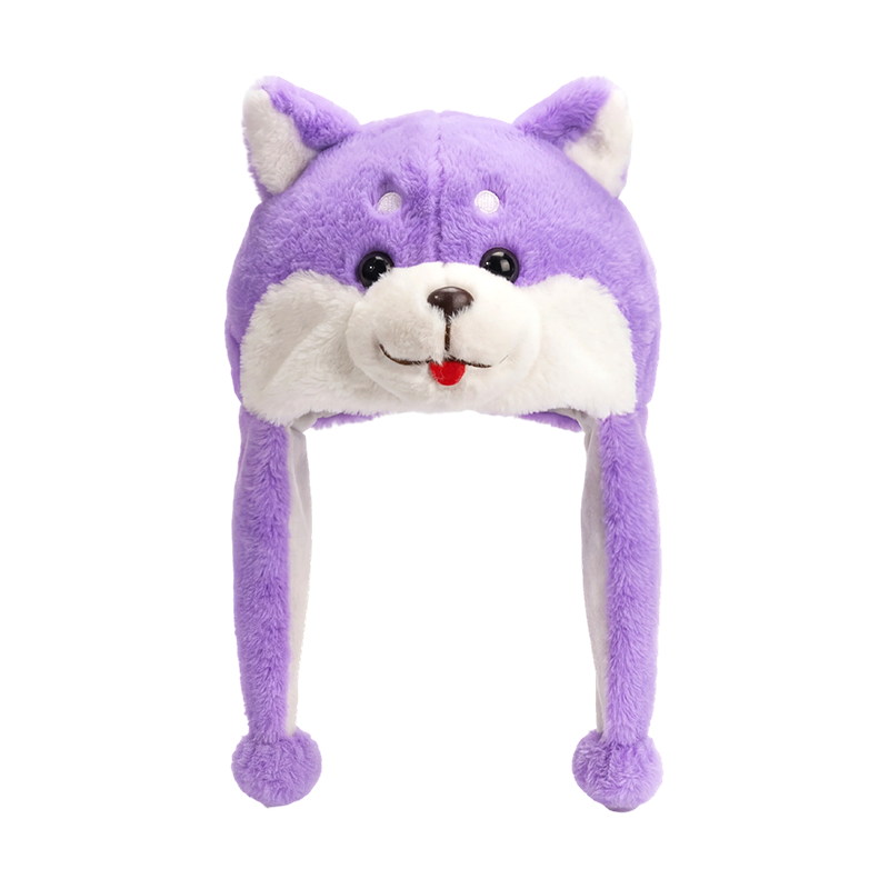 Chapéu de pelúcia roxo para cachorrinho