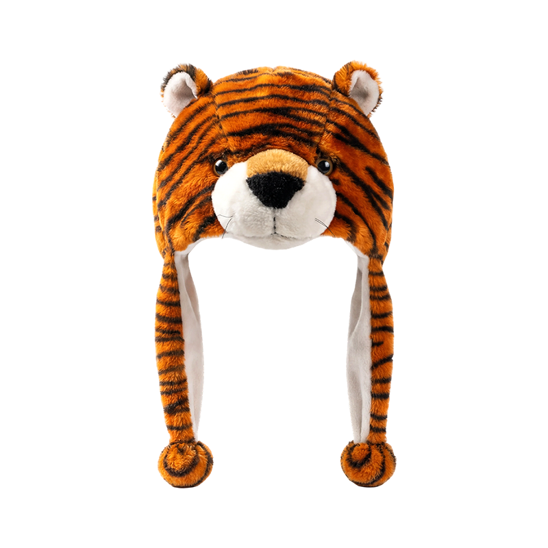 Chapéu de pelúcia urso com listra de tigre