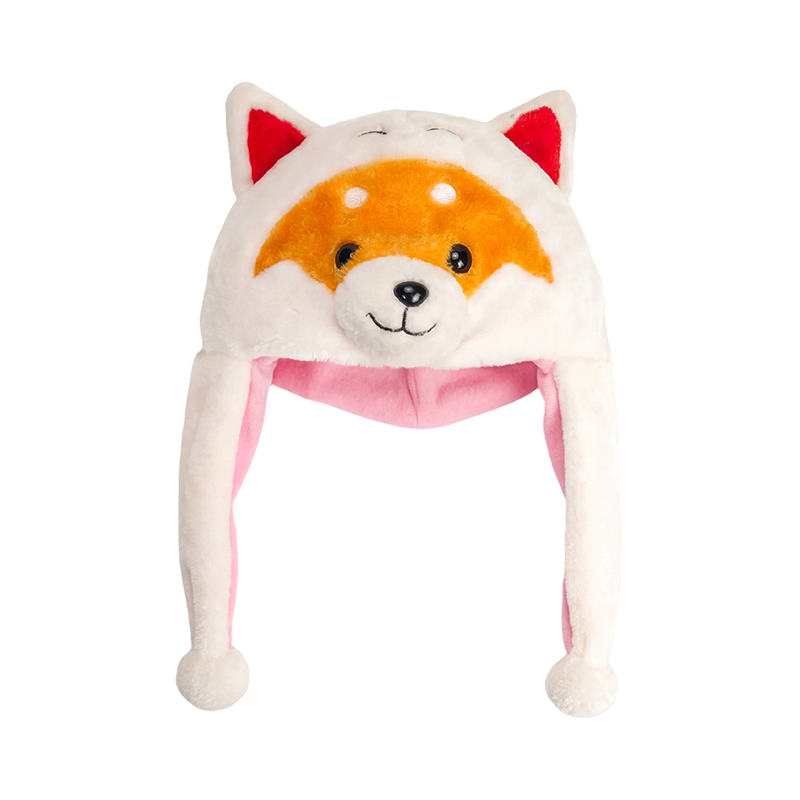 Chapéu de pelúcia de cachorro branco