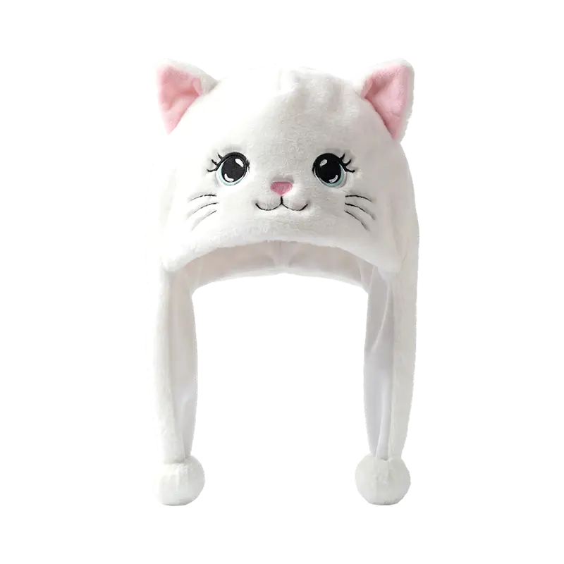 Chapéu de pelúcia gatinho branco